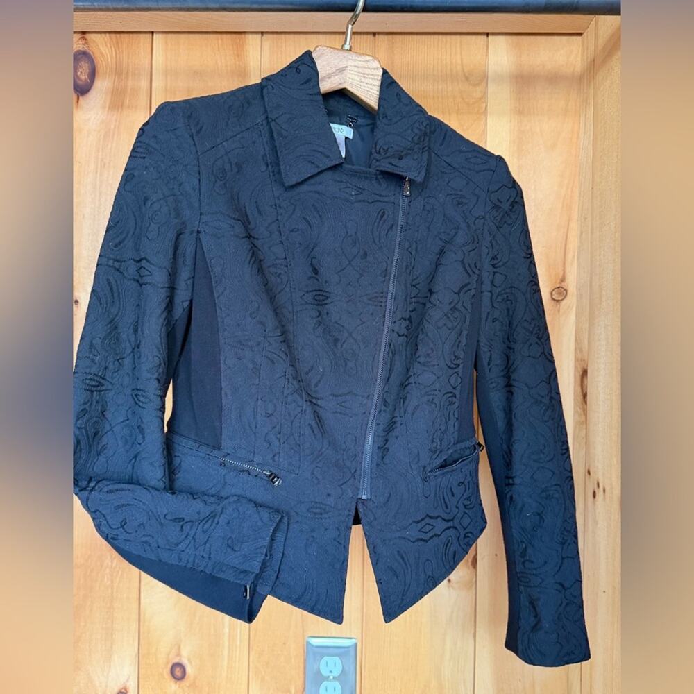 Cache Black Jacquard Asymmetrical Women's Blazer